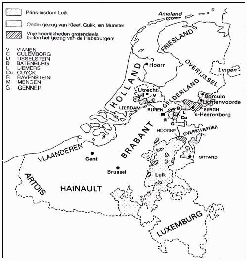 The Netherlands in 1543 (Vrije Heerlijkheden - Free Fiefdoms)