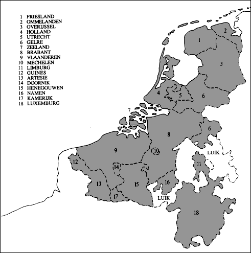The Netherlands in 1543 (17 Provinciën - 17 Provinces)